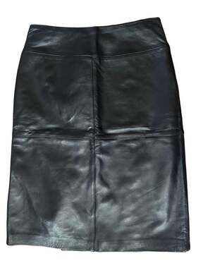 Jaclyn Smith Black Genuine Leather Mini Skirt